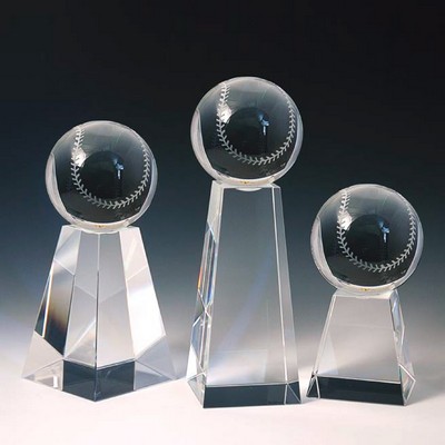 Baseball Tower Optical Crystal Award/Trophy 7.5"H