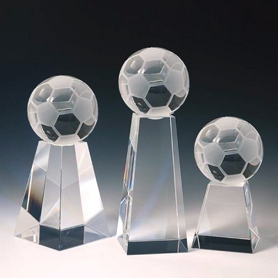 Soccer Tower Optical Crystal Award/Trophy 6"H