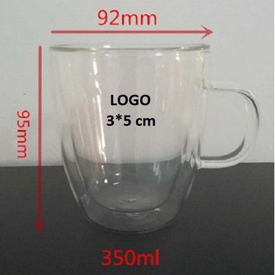 Double Wall Glass Coffee Mug 12 oz