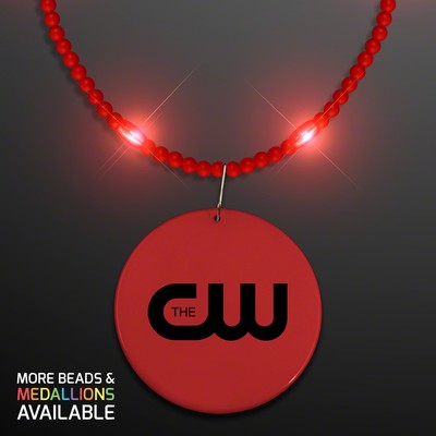 Still-Light Red Beads with Medallion - Domestic Print