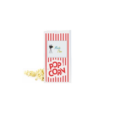 White Kraft Stock Design Popcorn Bag w/Digital Print (4.75"x2.8"x8.8")