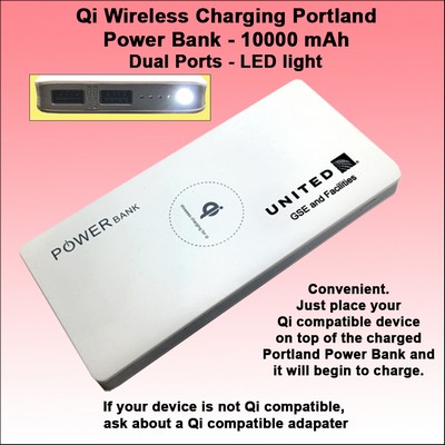 Qi Wireless Charging Portland Power Bank 10000 mAh - White