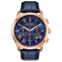 Bulova Men's Blue Chronograph Watch and Leather Strap