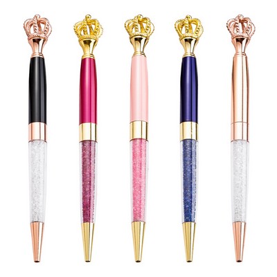 Metal Royal Crown Ballpoint Pen w/Quicksand