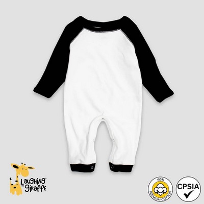 Baby Raglan Sleep N Play White/Black Premium 100% Cotton- Laughing Giraffe®