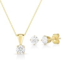 Jilco Inc. 0.75 TWT Yellow Gold Diamond Earring & Necklace Set