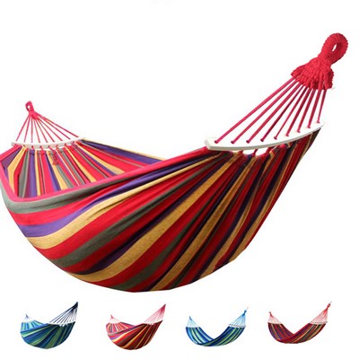 Folding Travel-friendly Canvas Hammock With Wooden Stick