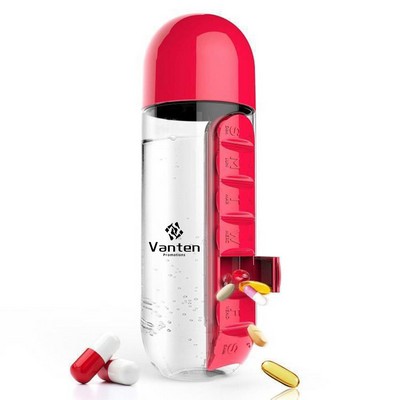 Water Bottle w/Daily Pill Box