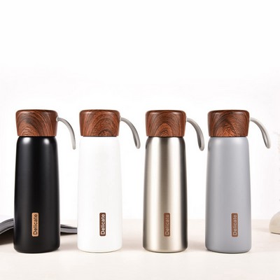 14 OZ. Stainless Steel Vacuum Cup with Wood Grain Lid