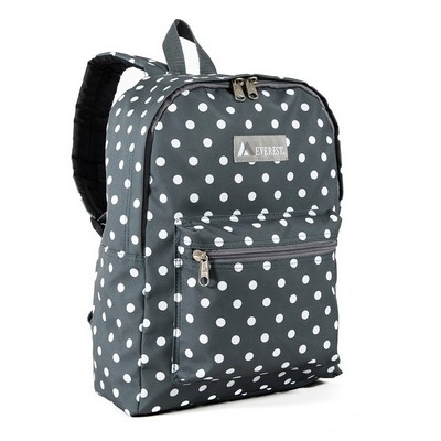 Everest Basic Pattern Backpack, Gray/White Dot