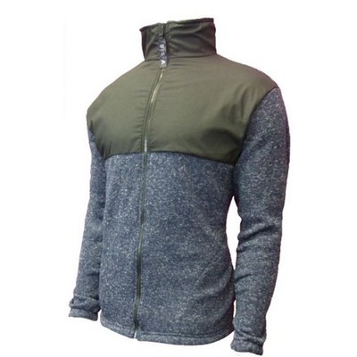 Unisex Polyester Heather Knitted Fleece Patch Jacket