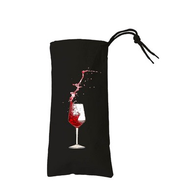 Cotton Canvas Drawstring Wine Tote Bag - Full Color Transfer (6.25" x 13")