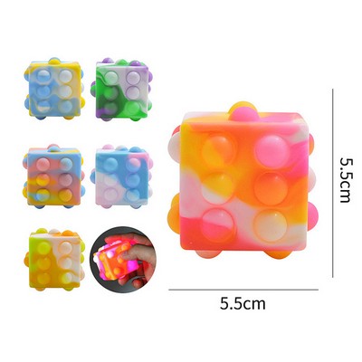 Cube Dice Shaped Squeeze Fidget Toy With Light