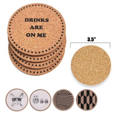 3.5" Round Soft Wooden Core Coaster