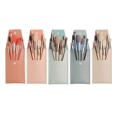 8 in 1 Mini Makeup Brush w/ PU Case