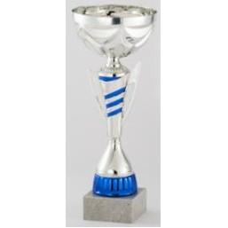 12" Assembled Silver/Blue Cup Trophy