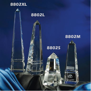 Grooved Obelisk Optic Crystal Award - Extra Large