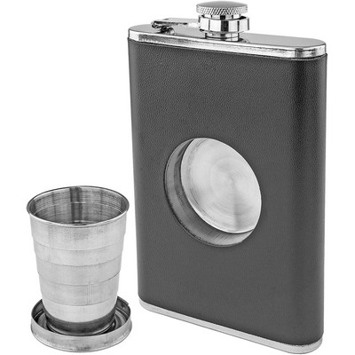 Hip Flask With Built In Collapsible Shot Glass.