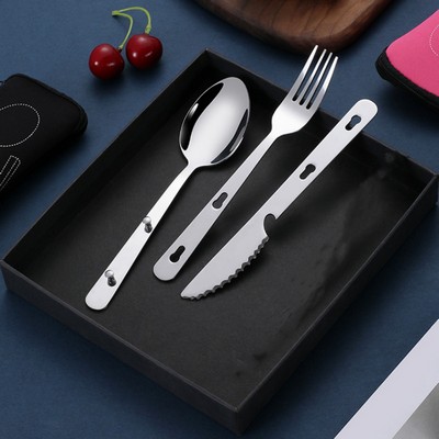 3pcs Stainless Steel Cutlery Set Pack In Fabric Storage Bag