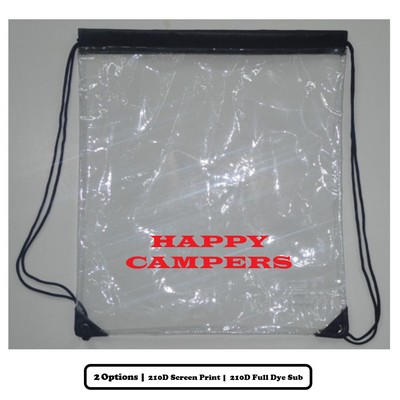 Screen Printed Clear Polyester Drawstring Bag