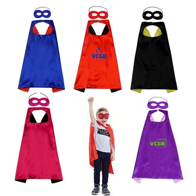 Youth Superhero Stain Cape And Mask Set