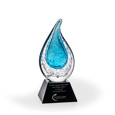 Rainey Blue Flame Art Glass Award - Black Pyramid Base