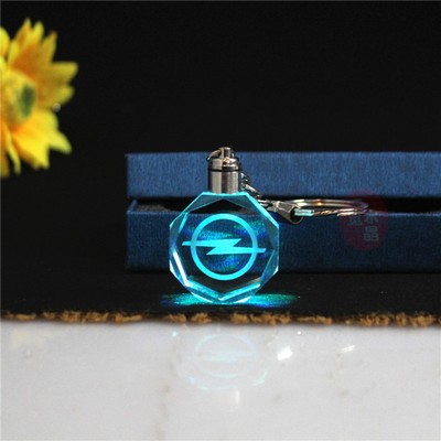 1 1/5" LED Light Up Logo Crystal Keychain w/Gift Box