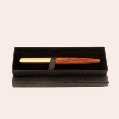 Luxury Wooden Fountain Pen with Brass Pen Cap Gift box