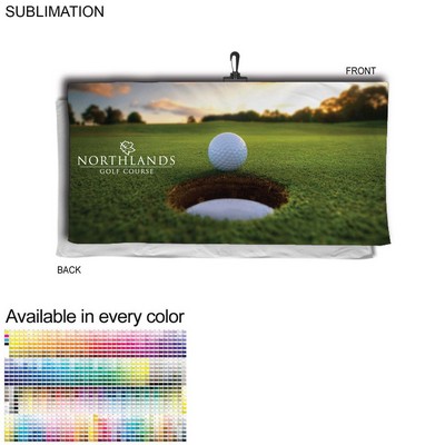 Oversized Golf Towel in Microfiber Dri-Lite Terry, 30x60, with Black Swivel Hook, Sublimated 1 side