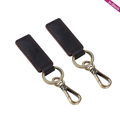 Debossed Vintage Full Grain Leather Custom Car Keychain