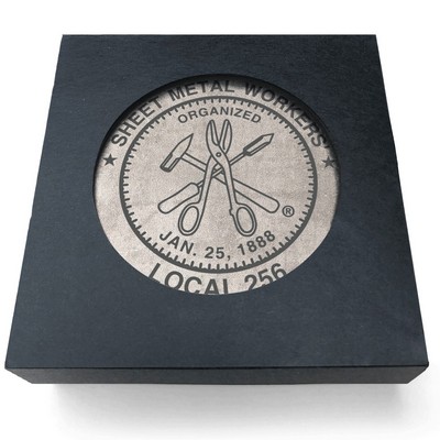 Absorbent Stone Coasters w/Upscale Digital Bkgnds | Square | 4" x 4" | Set of 2 | Black Box