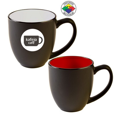 14 Oz. Vitrified Two-Tone Hilo Black/Red Bistro Mug - Precision Spot Color - Dishwasher Resistant