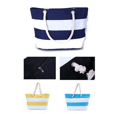 Striped Canvas Beach Bag