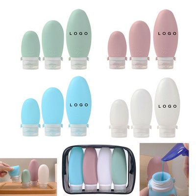 Silicone 4 Pack Travel Bottles Set with Custom Logo