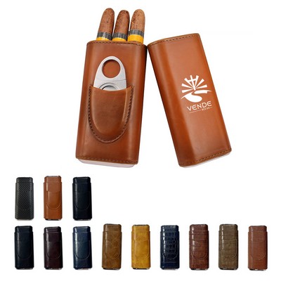 Leather Cigar Case with Cutter