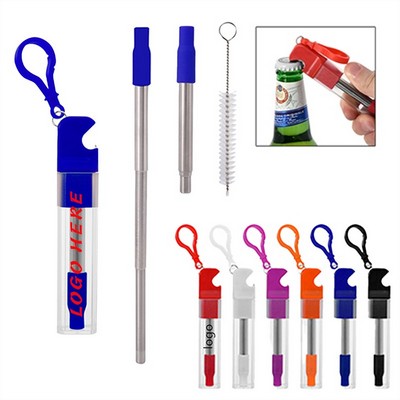 Portable Telescopic Straw With Bottle Opener