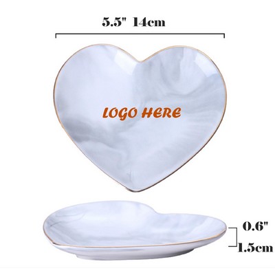 Trinket Tray Ceramic Jewelry Dish Heart Shape