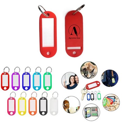 Plastic luggage tag keychain