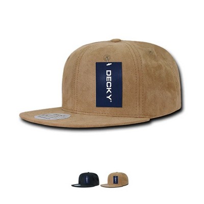 Decky Faux Suede Snapback Hats w/Flat Bill