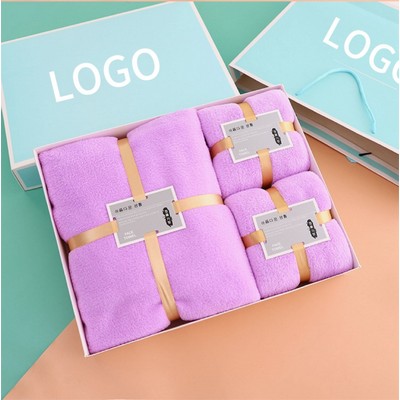 Coral Fleece Towels And Bath Towels 3-Piece Gift Box