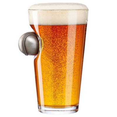 Baseball Embedded Pint Glass