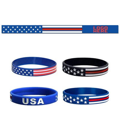 American Flag Debossed Silicone Bracelet