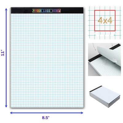 8.5 x 11 Inches 200 Pages 100 Sheets Quad Ruled Graph Paper Pad