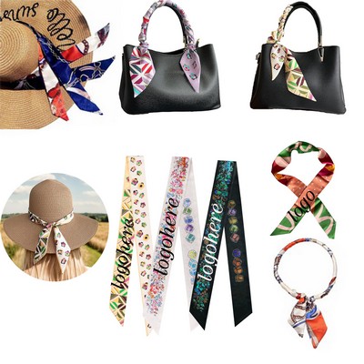 Customized Digital Printed Silk Scarf For Hair Wrap