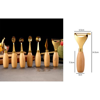 Gold Y Shaped Fruit Parer With Wood Handle