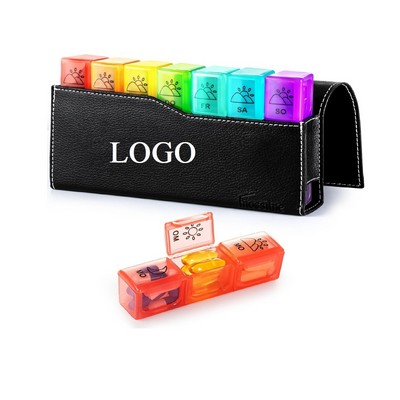 Weekly Pill Box with PU Leather Bag