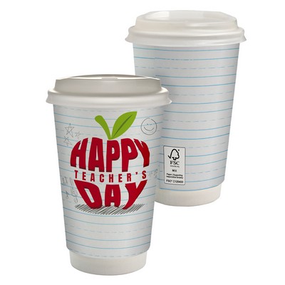 16 oz. Teacher Full Color Paper Cup with Lid