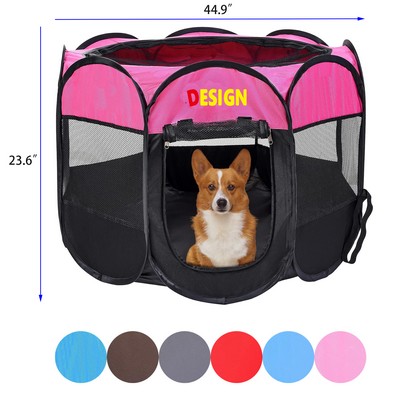 Foldable Dog Playpen Portable Dog Crate with Removable Shade Cover Pen Tent for Dog Cat Rabbit