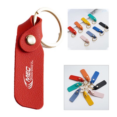 Metal Keychain With PU Leather