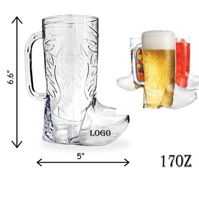 17Oz Cowboy Boot Plastic Drink Mugs